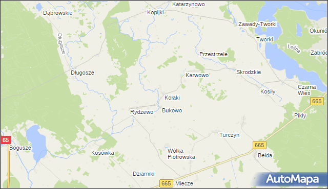 mapa Kołaki gmina Rajgród, Kołaki gmina Rajgród na mapie Targeo