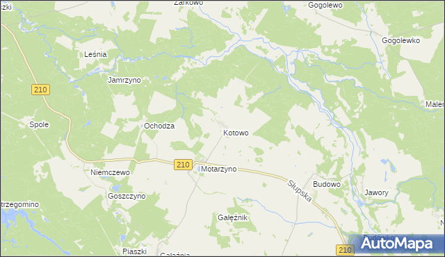 mapa Kotowo gmina Dębnica Kaszubska, Kotowo gmina Dębnica Kaszubska na mapie Targeo