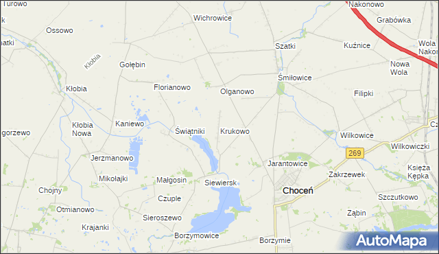 mapa Krukowo gmina Choceń, Krukowo gmina Choceń na mapie Targeo