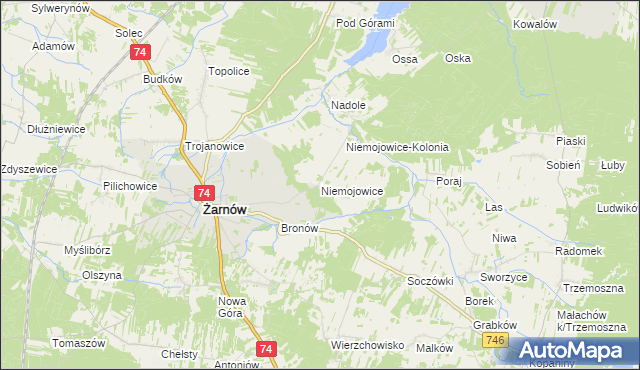 mapa Niemojowice, Niemojowice na mapie Targeo