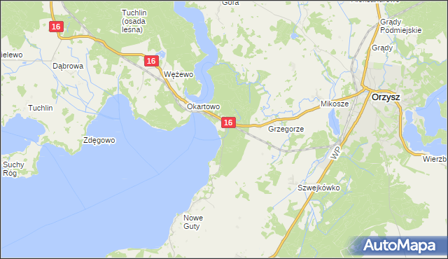 mapa Okartowo-Tartak, Okartowo-Tartak na mapie Targeo