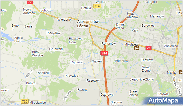 mapa Rąbień AB, Rąbień AB na mapie Targeo