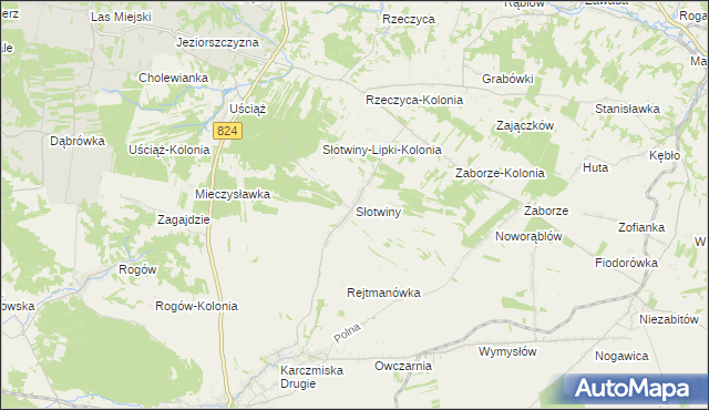 mapa Słotwiny gmina Karczmiska, Słotwiny gmina Karczmiska na mapie Targeo