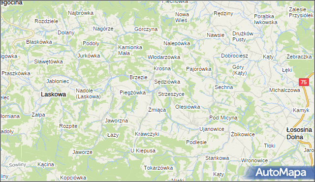 mapa Strzeszyce, Strzeszyce na mapie Targeo
