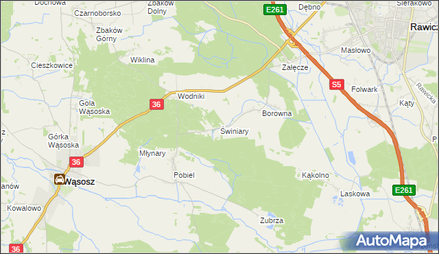 mapa Świniary gmina Wąsosz, Świniary gmina Wąsosz na mapie Targeo