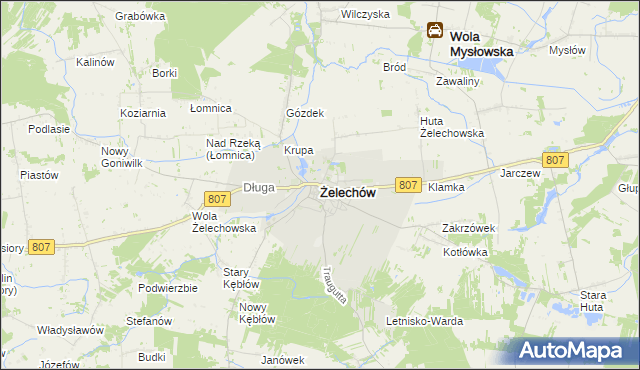 mapa Żelechów powiat garwoliński, Żelechów powiat garwoliński na mapie Targeo
