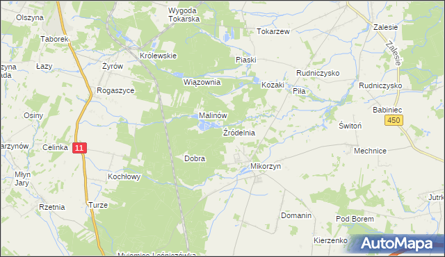 mapa Źródelnia, Źródelnia na mapie Targeo