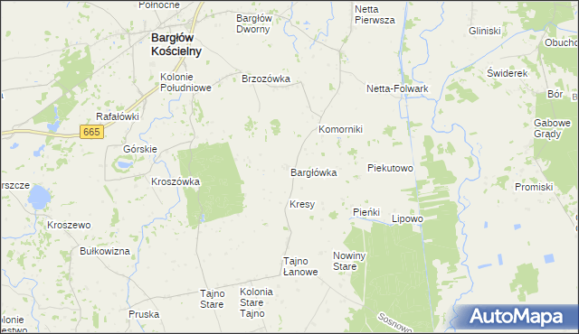 mapa Bargłówka gmina Bargłów Kościelny, Bargłówka gmina Bargłów Kościelny na mapie Targeo
