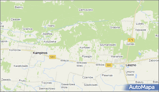 mapa Korfowe, Korfowe na mapie Targeo