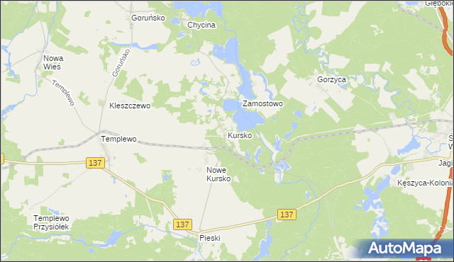 mapa Kursko, Kursko na mapie Targeo