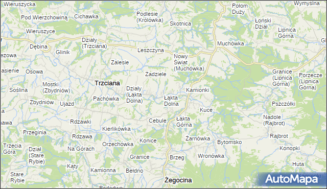 mapa Łąkta Dolna, Łąkta Dolna na mapie Targeo