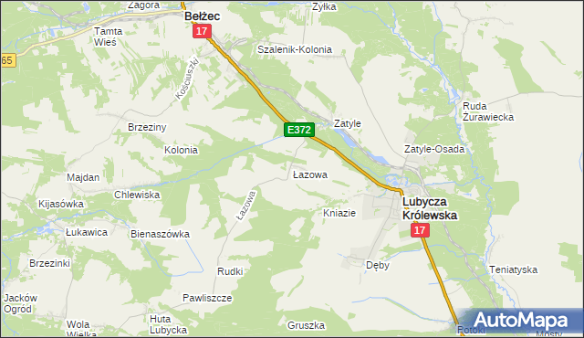 mapa Łazowa, Łazowa na mapie Targeo