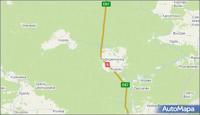 mapa Podkrzemionka, Podkrzemionka na mapie Targeo