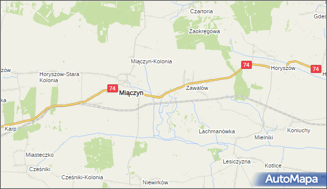 mapa Zawalów-Kolonia, Zawalów-Kolonia na mapie Targeo