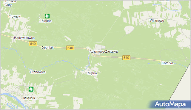 mapa Adamowo gmina Mielnik, Adamowo gmina Mielnik na mapie Targeo