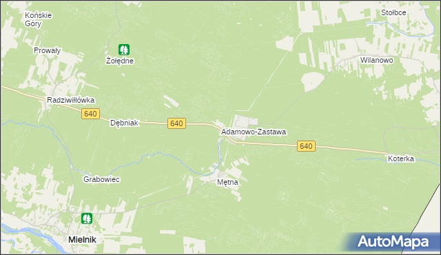 mapa Adamowo-Zastawa, Adamowo-Zastawa na mapie Targeo