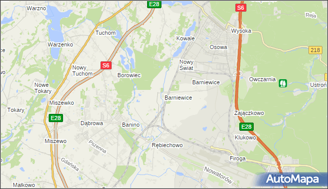 mapa Barniewice, Barniewice na mapie Targeo