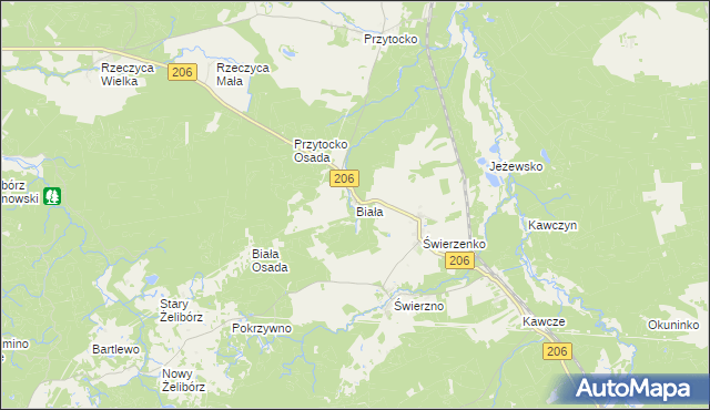 mapa Biała gmina Miastko, Biała gmina Miastko na mapie Targeo