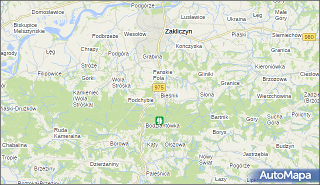 mapa Bieśnik gmina Zakliczyn, Bieśnik gmina Zakliczyn na mapie Targeo