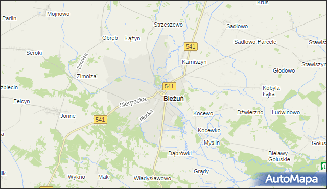 mapa Bieżuń, Bieżuń na mapie Targeo