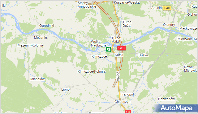 mapa Binduga gmina Sarnaki, Binduga gmina Sarnaki na mapie Targeo