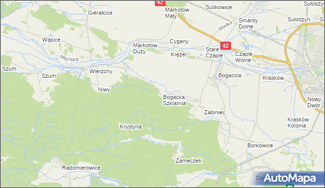 mapa Bogacka Szklarnia, Bogacka Szklarnia na mapie Targeo