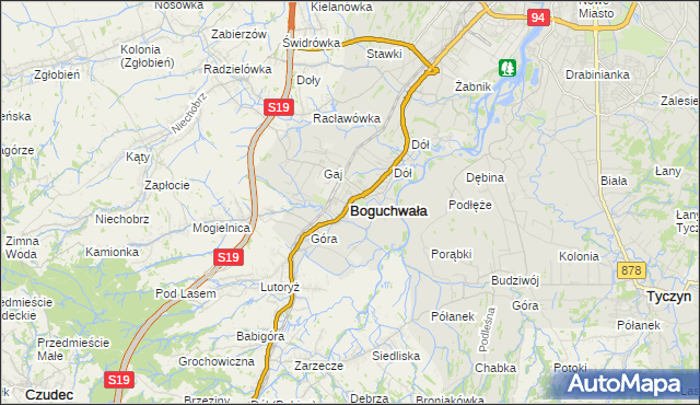mapa Boguchwała powiat rzeszowski, Boguchwała powiat rzeszowski na mapie Targeo