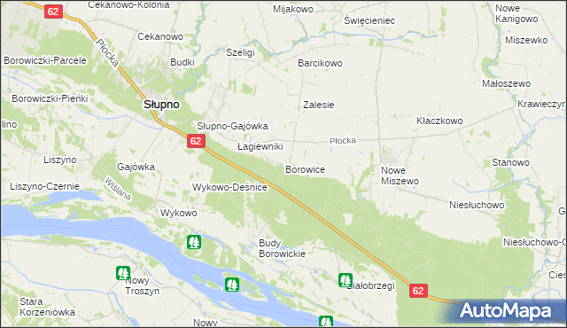 mapa Borowice gmina Bodzanów, Borowice gmina Bodzanów na mapie Targeo