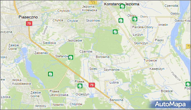 mapa Borowina gmina Konstancin-Jeziorna, Borowina gmina Konstancin-Jeziorna na mapie Targeo