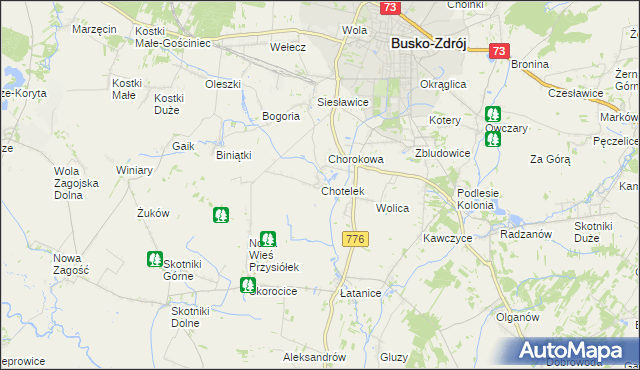 mapa Chotelek, Chotelek na mapie Targeo