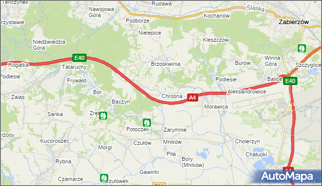 mapa Chrosna gmina Liszki, Chrosna gmina Liszki na mapie Targeo