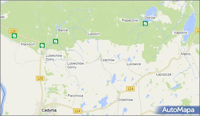 mapa Czachów gmina Cedynia, Czachów gmina Cedynia na mapie Targeo