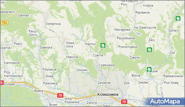 mapa Czerna gmina Krzeszowice, Czerna gmina Krzeszowice na mapie Targeo