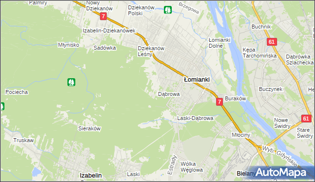 mapa Dąbrowa gmina Łomianki, Dąbrowa gmina Łomianki na mapie Targeo