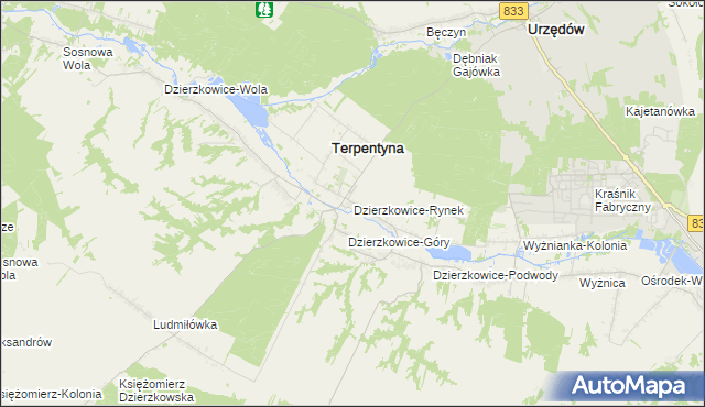 mapa Dzierzkowice-Rynek, Dzierzkowice-Rynek na mapie Targeo