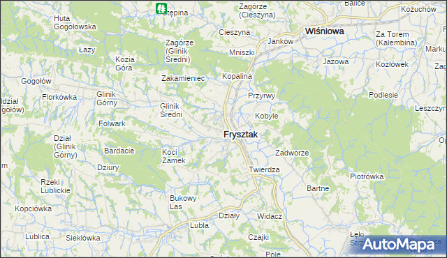 mapa Frysztak, Frysztak na mapie Targeo