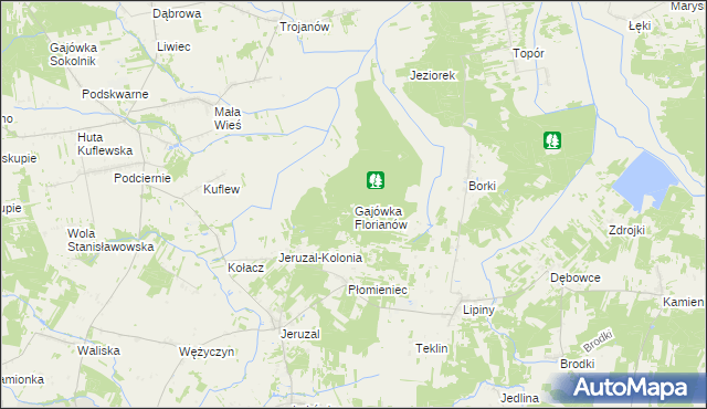 mapa Gajówka Florianów, Gajówka Florianów na mapie Targeo