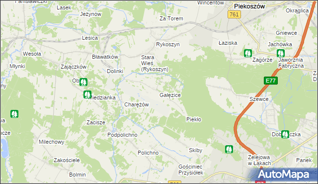 mapa Gałęzice, Gałęzice na mapie Targeo