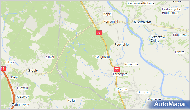 mapa Głogowiec gmina Nowa Sarzyna, Głogowiec gmina Nowa Sarzyna na mapie Targeo