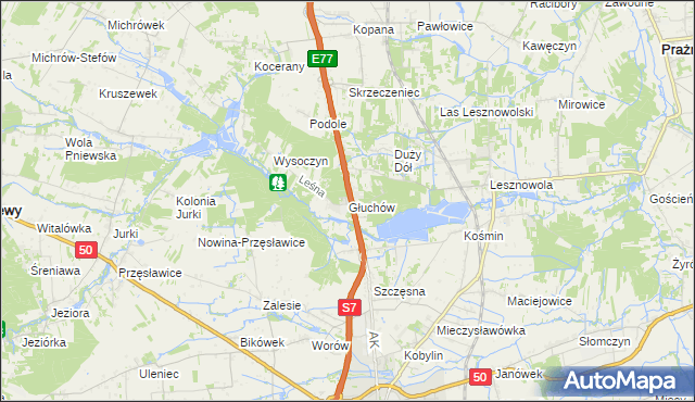 mapa Głuchów gmina Grójec, Głuchów gmina Grójec na mapie Targeo