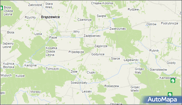 mapa Godynice, Godynice na mapie Targeo