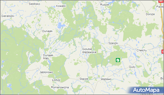 mapa Golubie Wężewskie, Golubie Wężewskie na mapie Targeo