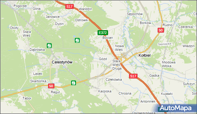 mapa Gózd gmina Kołbiel, Gózd gmina Kołbiel na mapie Targeo