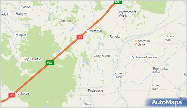 mapa Guty-Bujno, Guty-Bujno na mapie Targeo