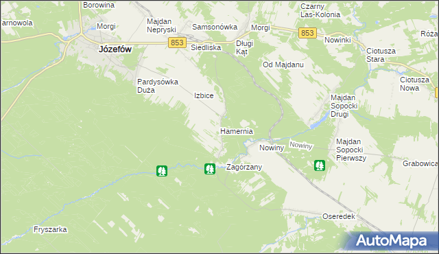 mapa Hamernia gmina Józefów, Hamernia gmina Józefów na mapie Targeo