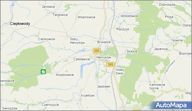 mapa Henryków gmina Ziębice, Henryków gmina Ziębice na mapie Targeo