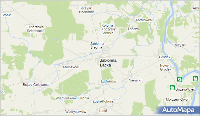 mapa Jabłonna Lacka, Jabłonna Lacka na mapie Targeo