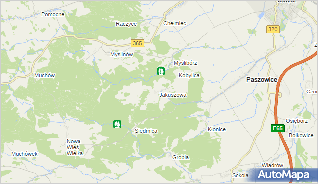 mapa Jakuszowa, Jakuszowa na mapie Targeo