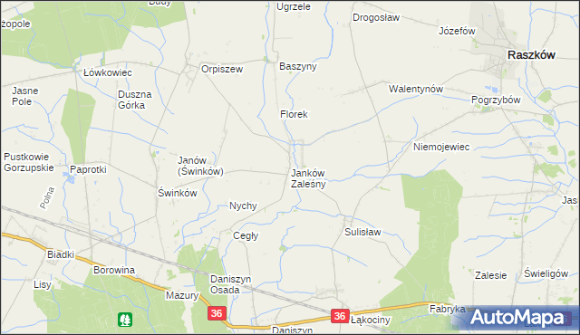 mapa Janków Zaleśny, Janków Zaleśny na mapie Targeo