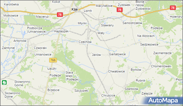 mapa Janów gmina Kije, Janów gmina Kije na mapie Targeo